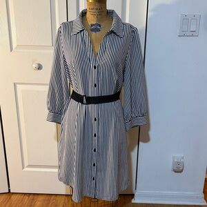 Karl Lagerfeld Black and White Striped Long Sleeve Dress